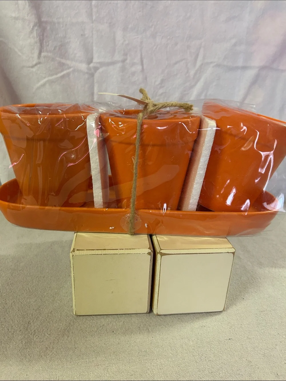 Rae Dunn Orange 'GHOST' Ceramic Planter Trio